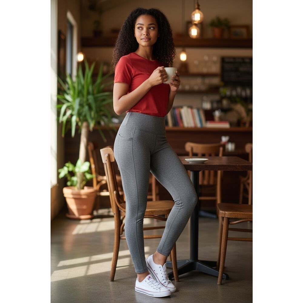 Eddie Bauer Trail Tight Women M Gray High Rise Zipper Pockets NWT Leggings